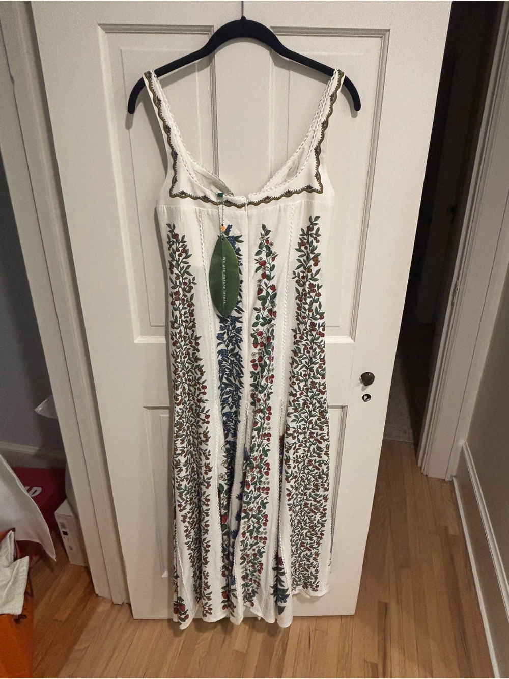NWT FARM Rio Cream Maxi Dress with Blue and Red Floral Stripes - Picture 6 of 7